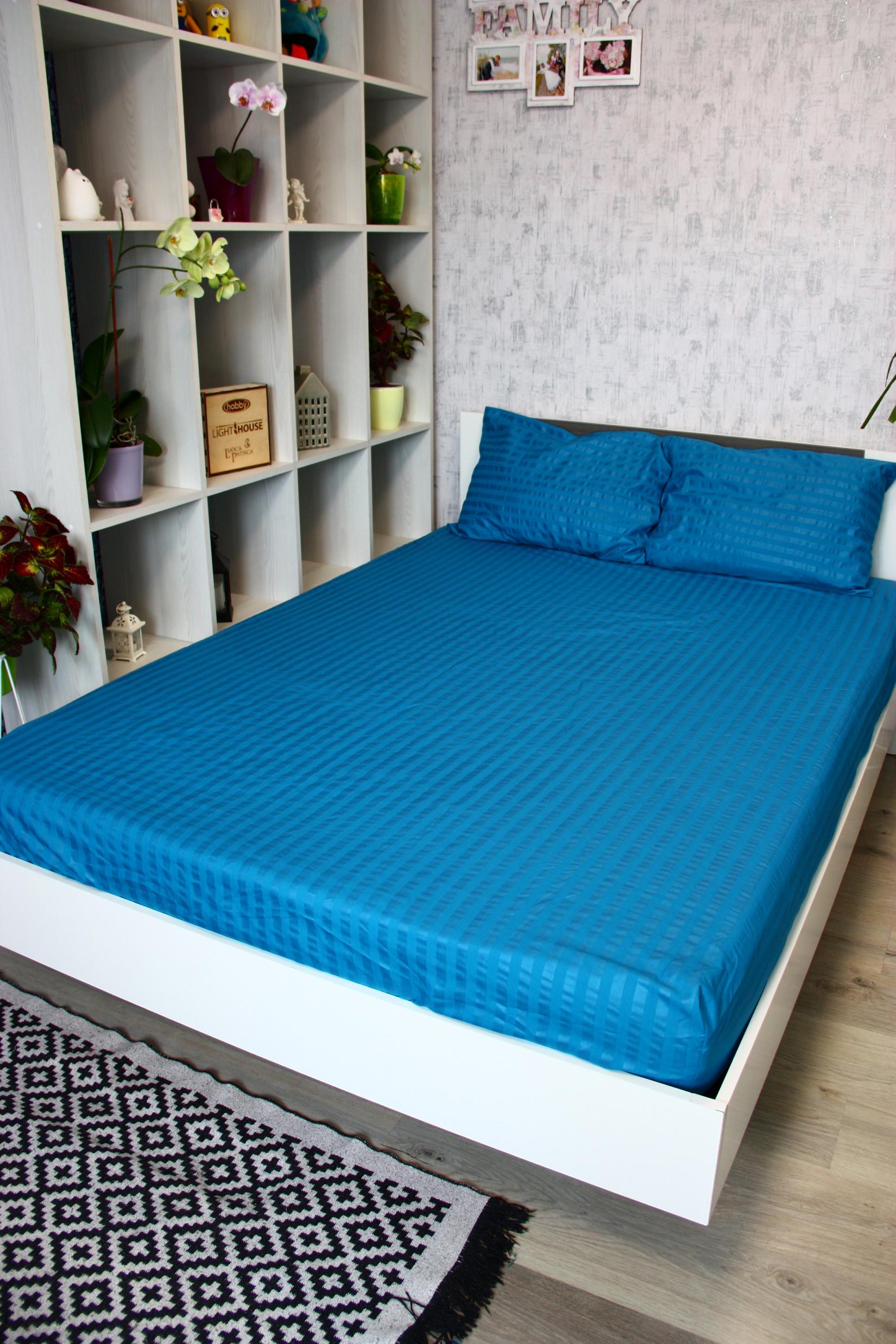 Простынь на резинке Mf Stripe Mavi 180х200 см