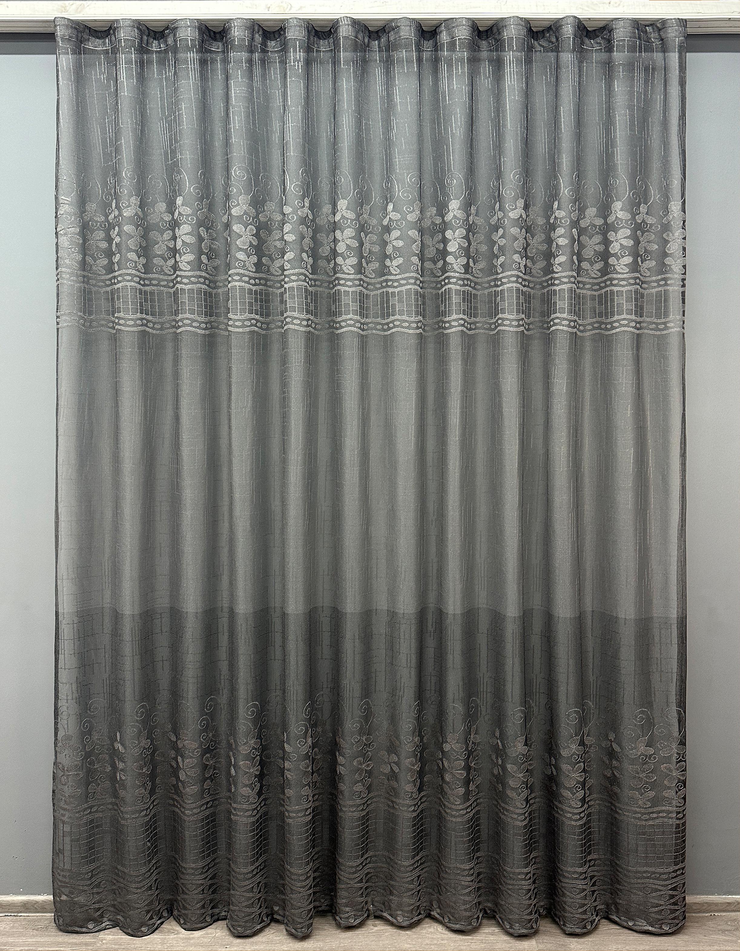 Тюль VR-Textil 1643т Greta Жаккард 300х270 см Графитовыйовый (42-0611)