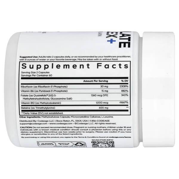 Комплекс витаминов группы В Codeage Methylfolate B Complex+ 120 Capsules (AGE-00859) - фото 2 Комплекс витаминов группы В Codeage Methylfolate B Complex+ 120 Capsules (AGE-00859) - фото 2