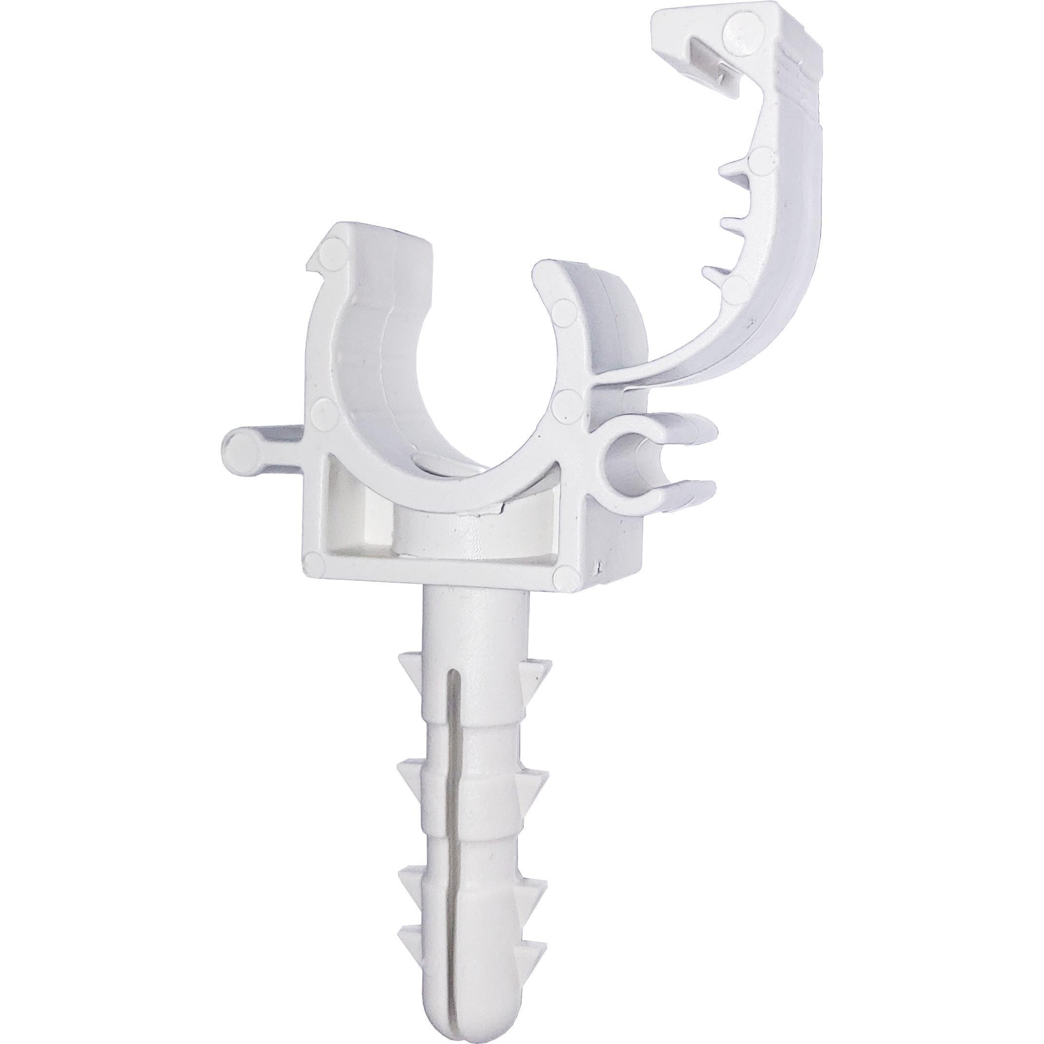 Кліпса-дюбель з клямкою для кріплення труби 16 мм 100 шт. Сірий/Білий (30364871)