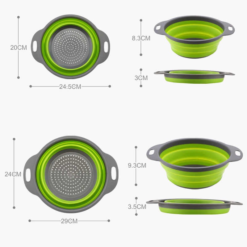 Друшляк силіконовий складаний 2 шт Collapsible filter baskets Зелений (2424532) - фото 2