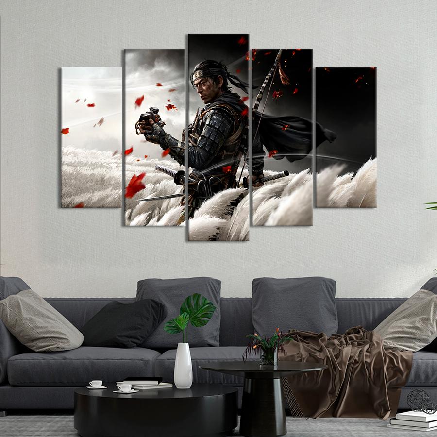 Настенний декор Одинокий самурай игра Ghost of Tsushima 112x68 см (A197-5)