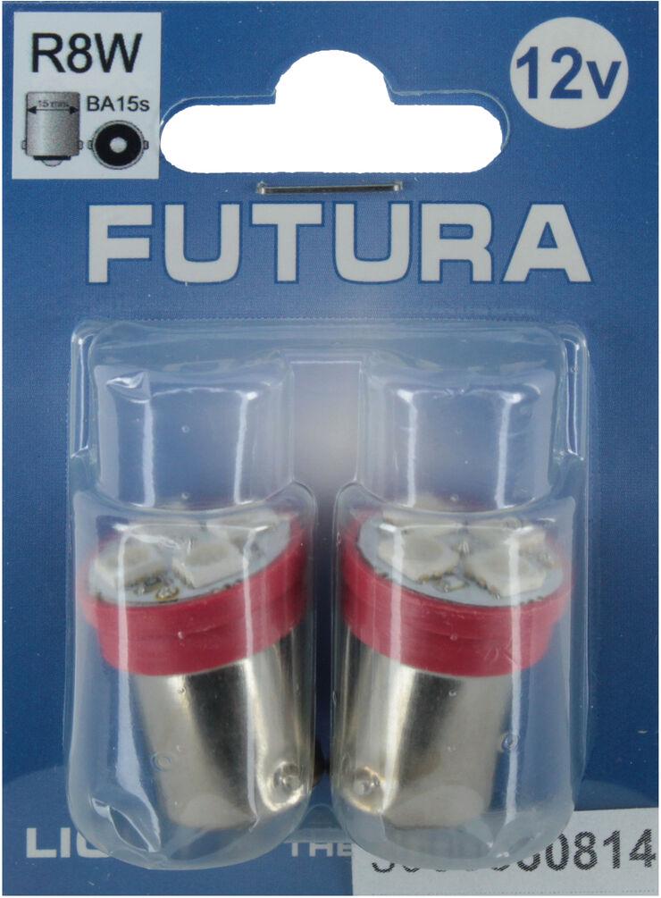 Лампочка 1-но контактная груша Futura LED SMD 12V 4-диоды R8W BA15s 2 шт. Красный