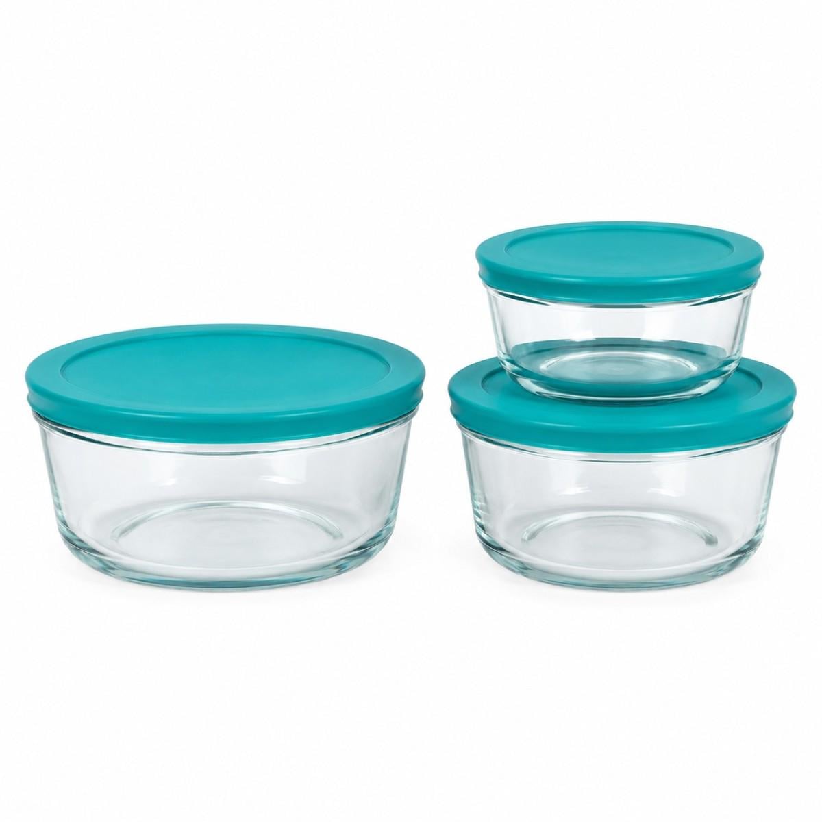 Набор мисок стеклянных с крышками Glass Bowl 3 шт 0,6 л 1,0 л 1,5 л (26006 G)