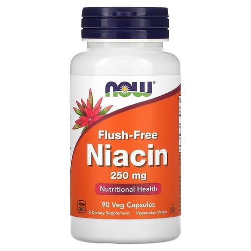 Ниацин B-3 NOW Flush-Free Niacin 250 мг 90 Veg Capsules (NOW-00483)