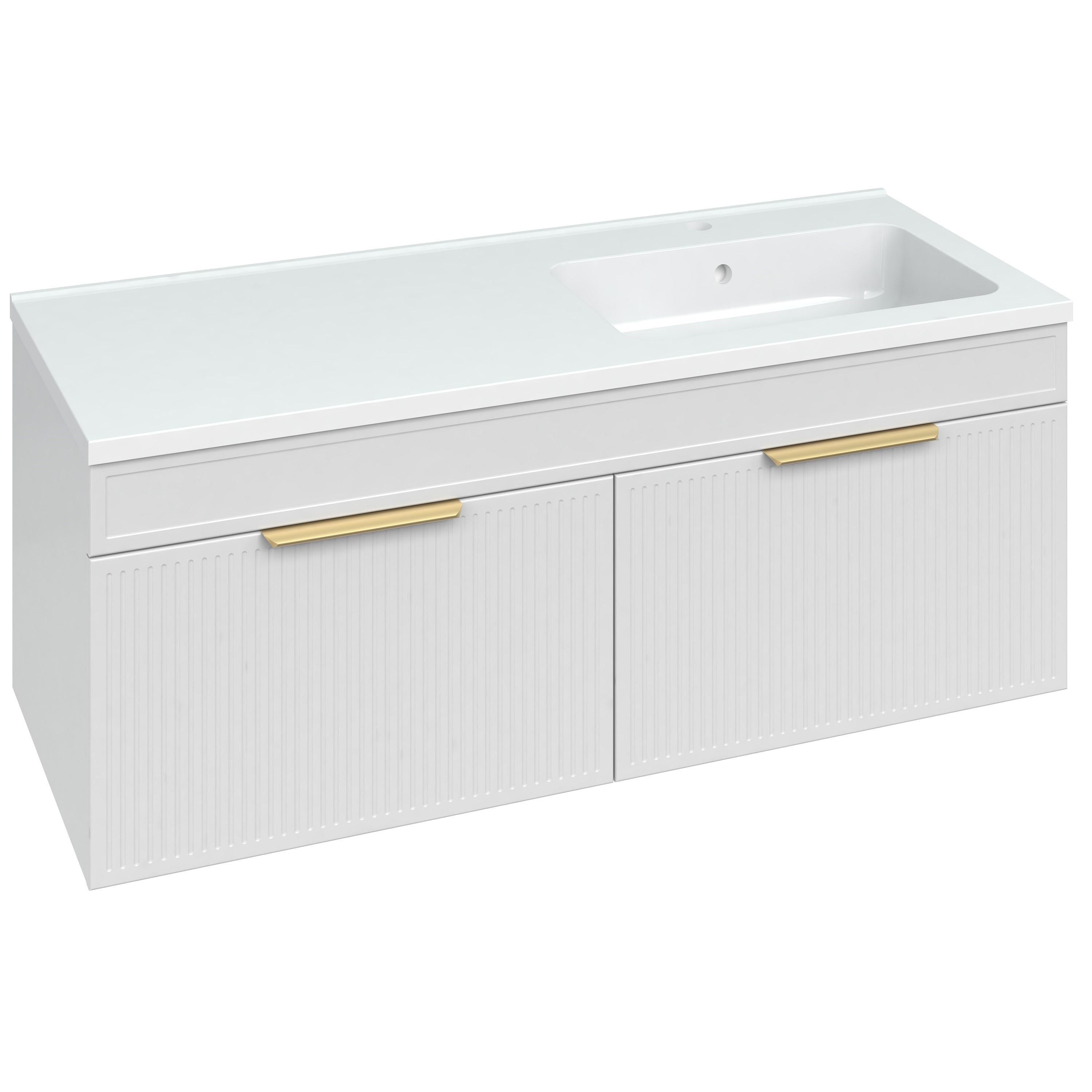 Тумба подвесная MIRATER Адель 120 с умывальником Родео 120 см правосторонняя Белый (7485)
