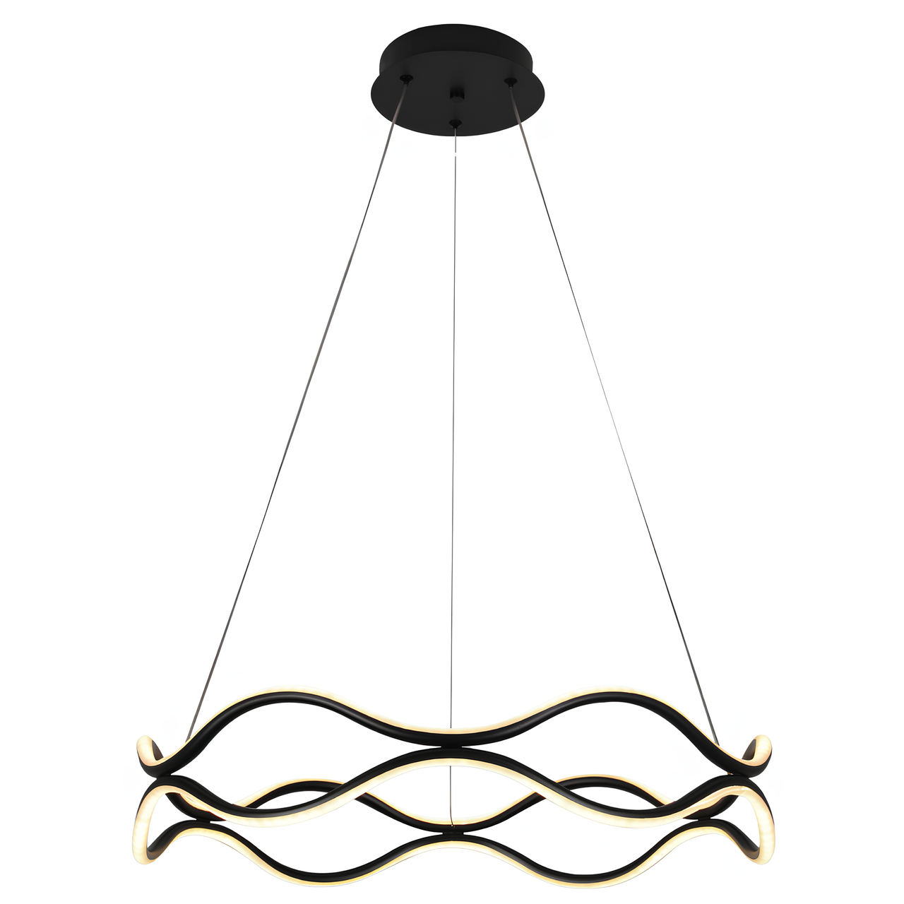 Люстра светодиодная Sirius 122W с волнистыми рассеивателями 3000-6500К Черный (LCD3077 BK)