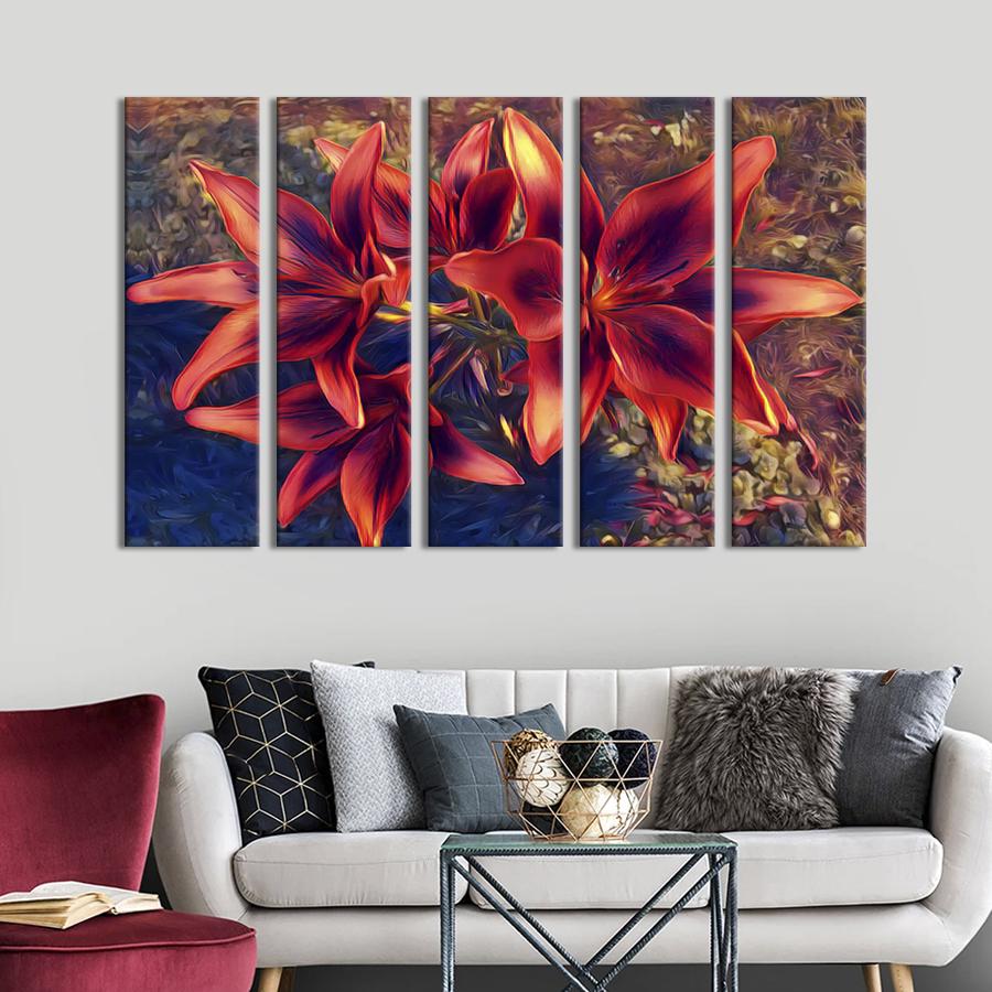 Картина на полотні Бордовий сад Лілі 155x95 см (973-51)