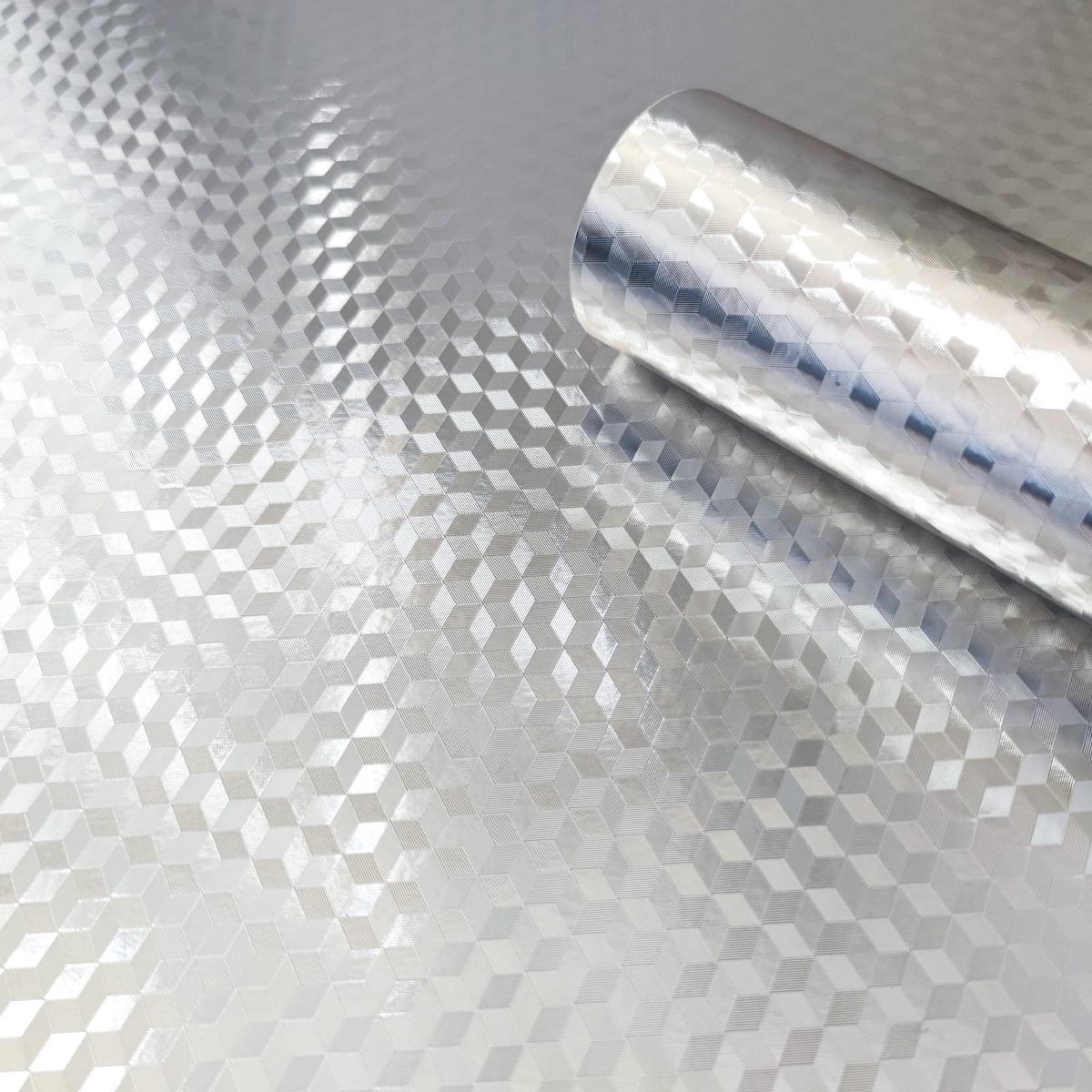 Пленка ПВХ самоклеющаяся Sticker Wall Кубическое серебро 0,4х10 м (R-MM-6008-2)
