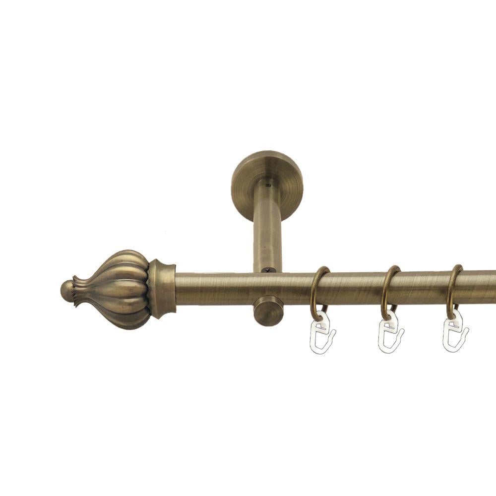 Карниз металлический Orvit Таджа однорядный цилиндр/профиль 16 см/гладкая труба/кольцо металлическое Антик 19 мм 300 см (00-00017524)