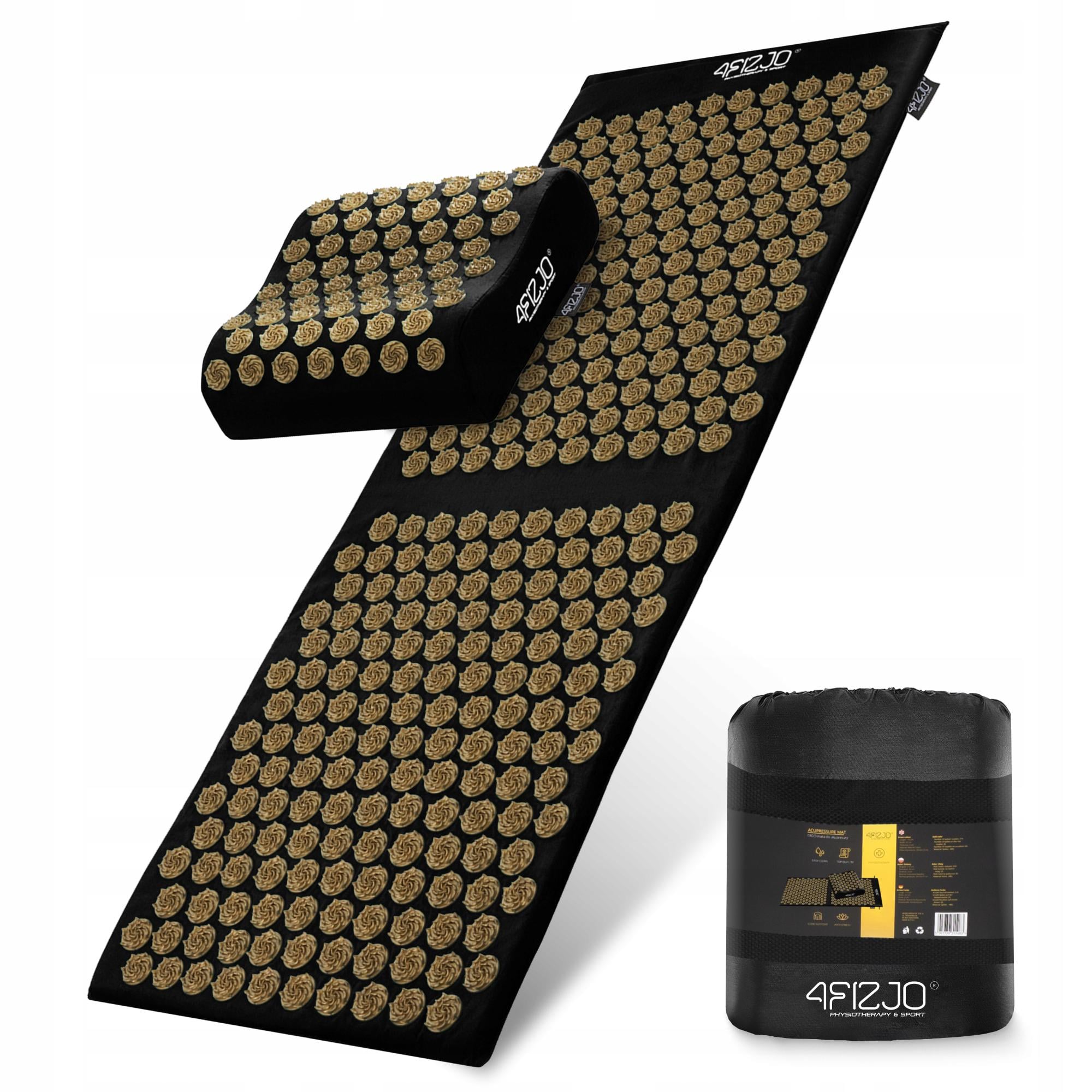 Коврик акупунктурный с подушкой 4FIZJO Ergo Mat XL Аппликатор Кузнецова Black/Gold (P-5907739313843)