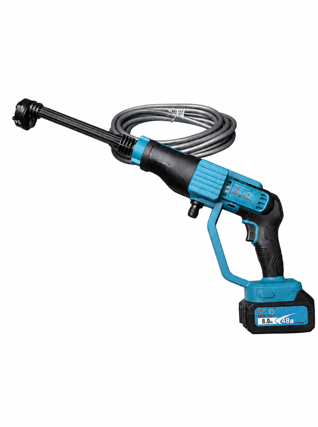 Мойка высокого давления без щеточная аккумуляторная KRAFFTEC Germany PRO 48V 8 Ah 45 Бар 2 аккумуляторов/насадки Черный/Синий Мойка высокого давления без щеточная аккумуляторная KRAFFTEC Germany PRO 48V 8 Ah 45 Бар 2 аккумуляторов/насадки Черный/Синий