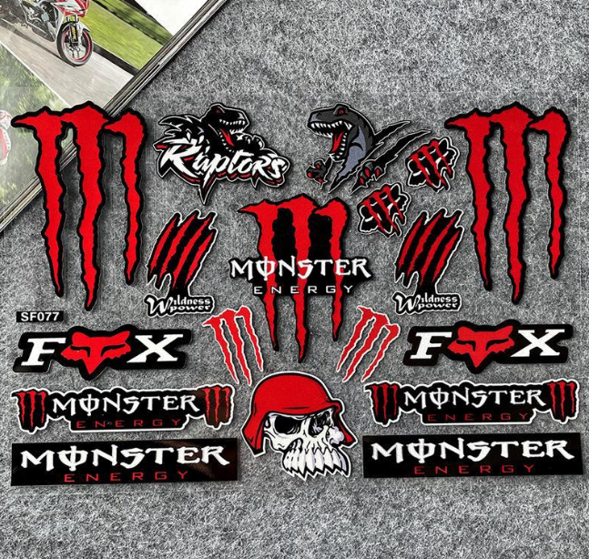 Набор наклеек Monster Energy & Fox Racing 1 лист (2853892326)