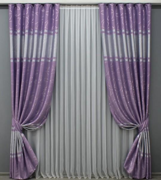 Комплект штор в гостиную/спальню из ткани софт 1,5x2,7 м 2 шт. Сиреневый (463ш)
