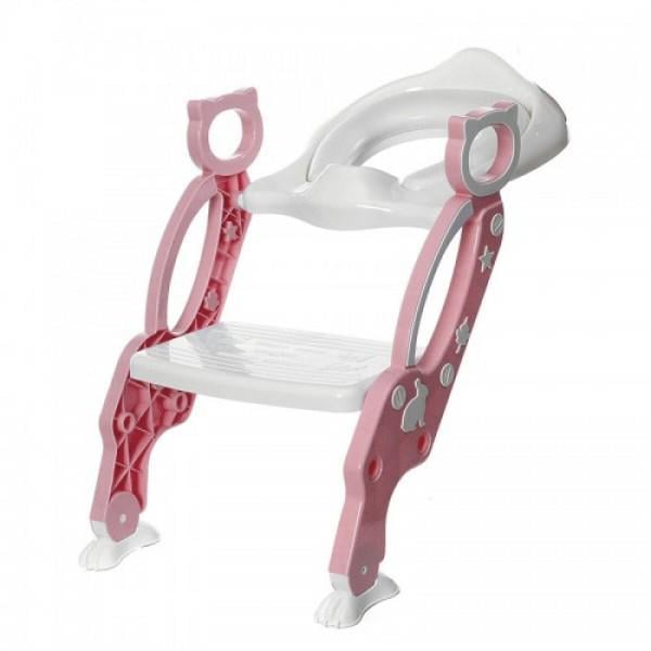 Детская накладка-лесенка на унитаз Boyj BZ-97 Розовый/белый