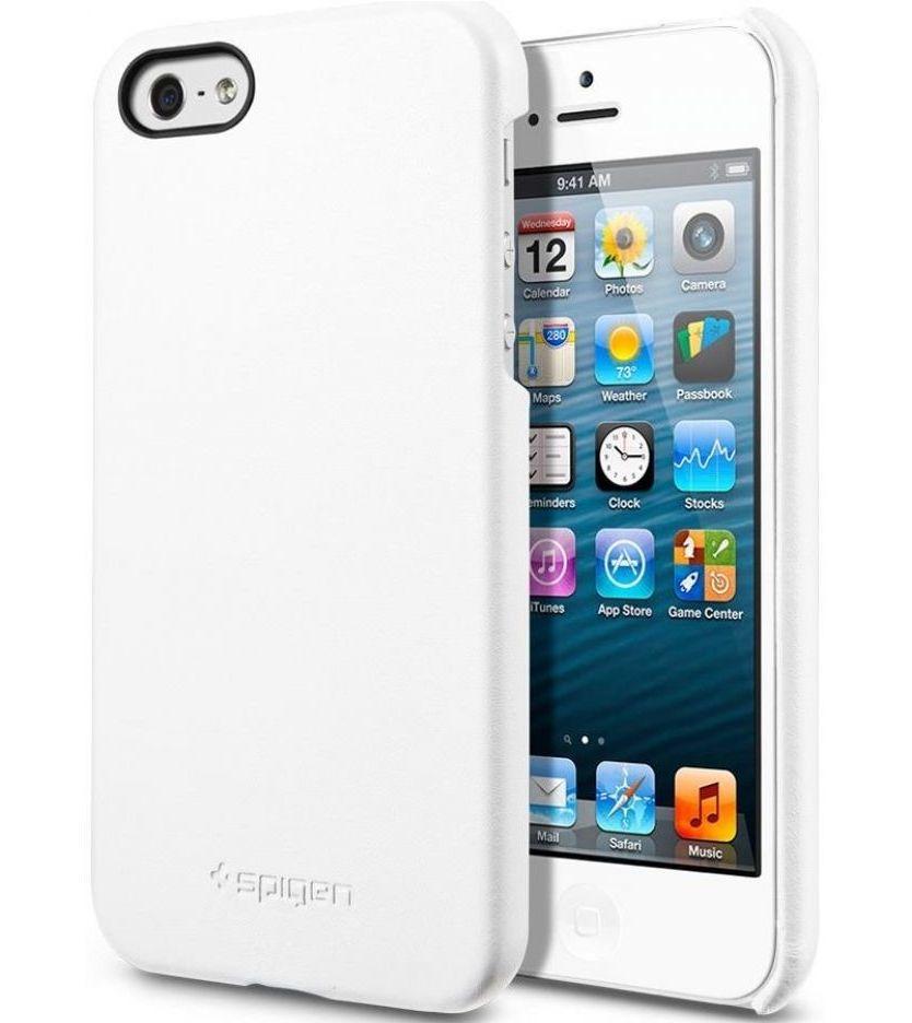 Чехол-накладка Spigen SGP Case Genuine Leather Grip Series for iPhone 5/5S/SE, White