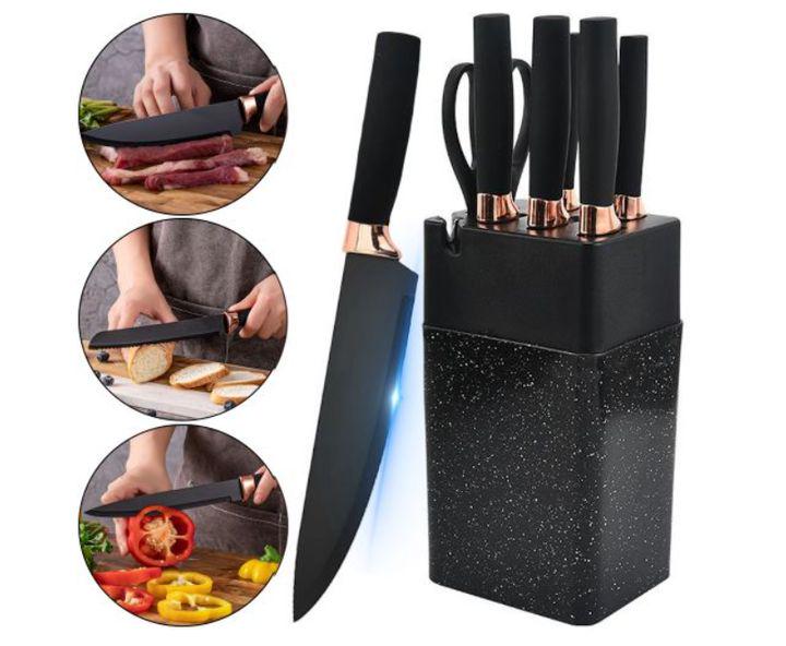 Набір ножів MAG-709 нержавіюча сталь з підставкою 7 пр. Чорний - фото 2 Набір ножів MAG-709 нержавіюча сталь з підставкою 7 пр. Чорний - фото 2