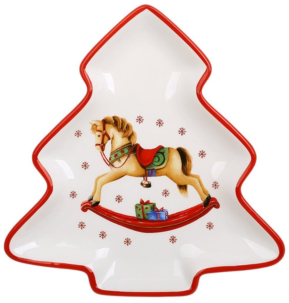 Тарелка керамическая в форме елки BonaDi Лошадка 21х20 см (DM815-X)