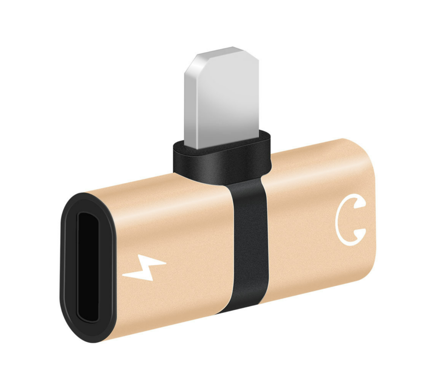 Перехідник Perfect для iPhone Lightning-Double Lightning для заряджання та навушників Metal Gold (B48279)