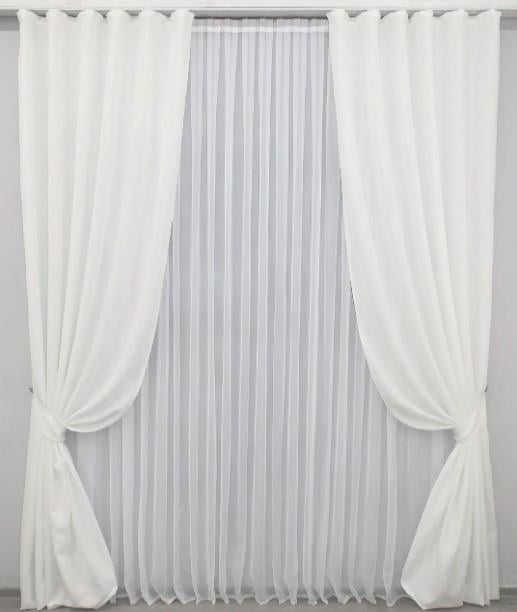 Шторы лен мешковина 1,5х2,7 м 2 шт. Белый (1237ш)