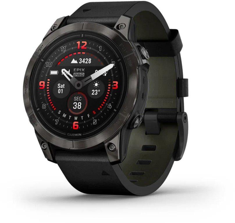 Смарт-часы Garmin Epix Pro Gen 2 47 мм Sapphire Carbon Grey Dlc Titanium with Black Leather Band (010-02803-30)