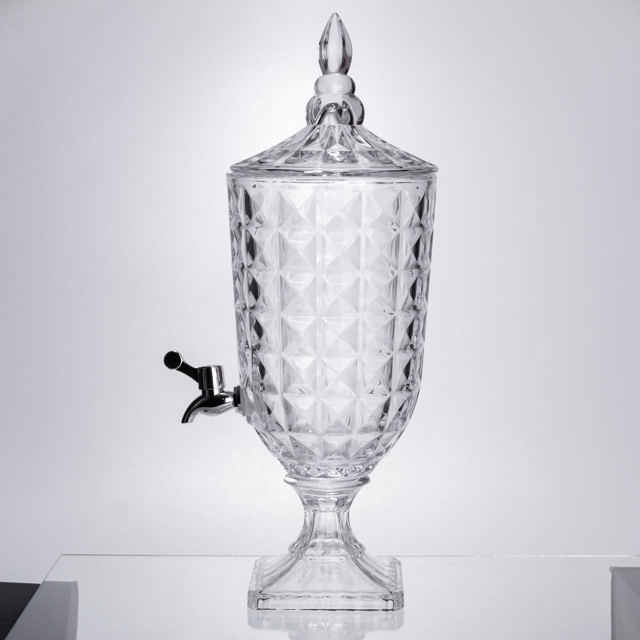 Лимонадница с краном на подставке стеклянная 3 л 48 см Прозрачный (HP-19-18F)