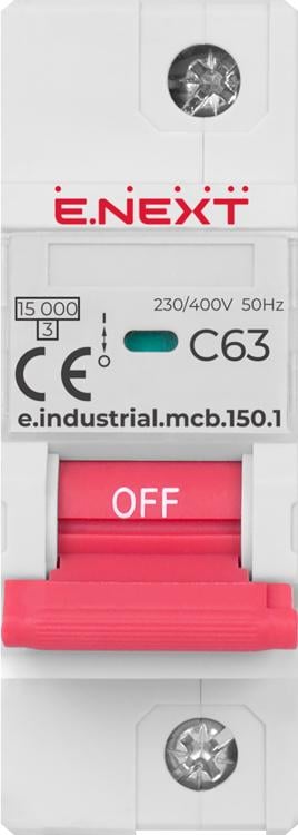 Автоматичний вимикач E.NEXT e.industrial.mcb.150.1.C63 1р 63А 15кА C (i0630038) - фото 2