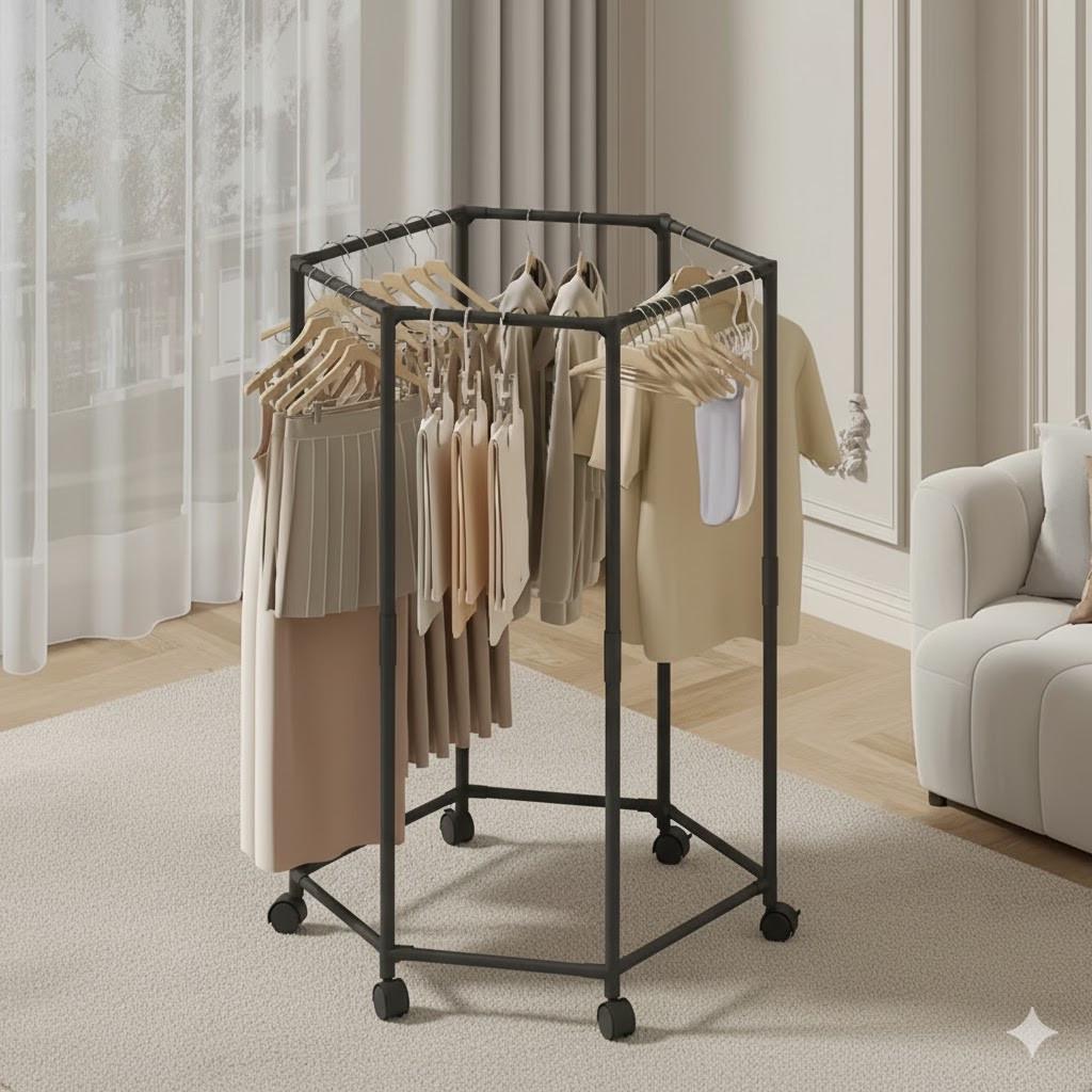 Вішалка для одягу з поворотним механізмом на 360° і колесами (RACK360) - фото 4