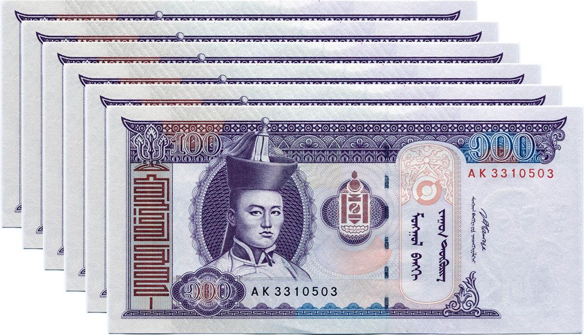 Коллекционная банкнота Монголия 2008 100 тугриков 6 шт. P65b UNC Коллекционная банкнота Монголия 2008 100 тугриков 6 шт. P65b UNC