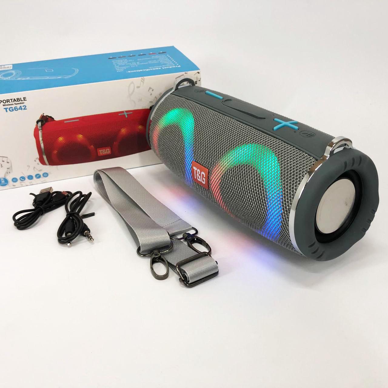 Портативна колонка з RGB підсвічуванням та ремінцем Сірий (TG642) - фото 11