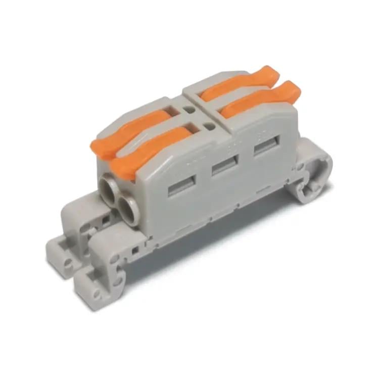 Клемма проходная Tactix 0,08-4 мм2 32А 2х1-2х1 одинарная на DIN-рейку 45,6х14,6х20 мм Оранжевый (KV227G-2)