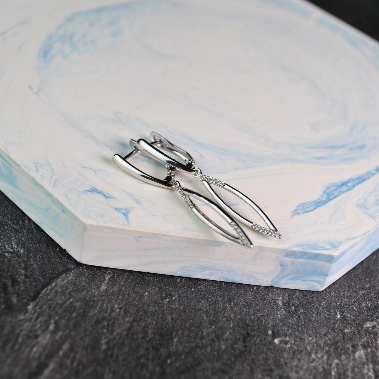 Сережки декоративные подвески медицинская сталь родий (x086-1) - фото 3