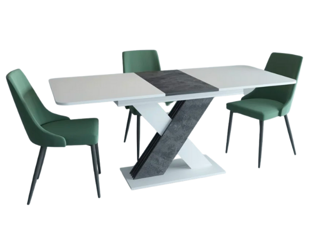 Стол обеденный Intarsio DETROIT 140/180x80 Белая Аляска/Угольный камень