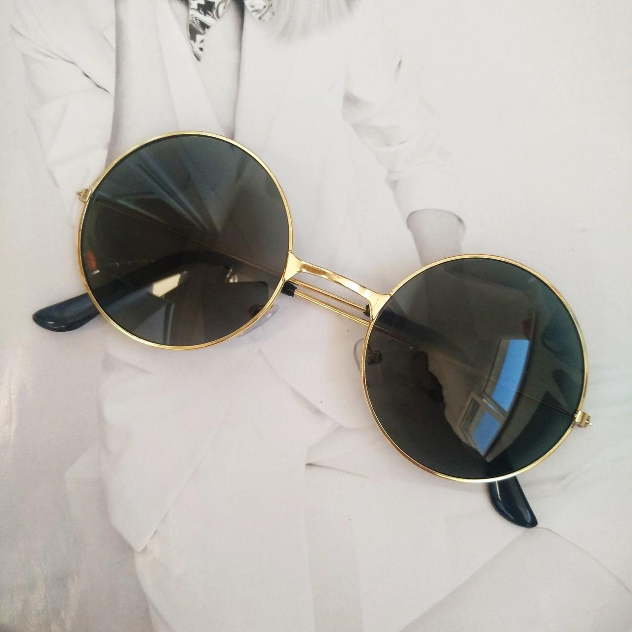 Очки круглые тишейды Зеленый в золоте