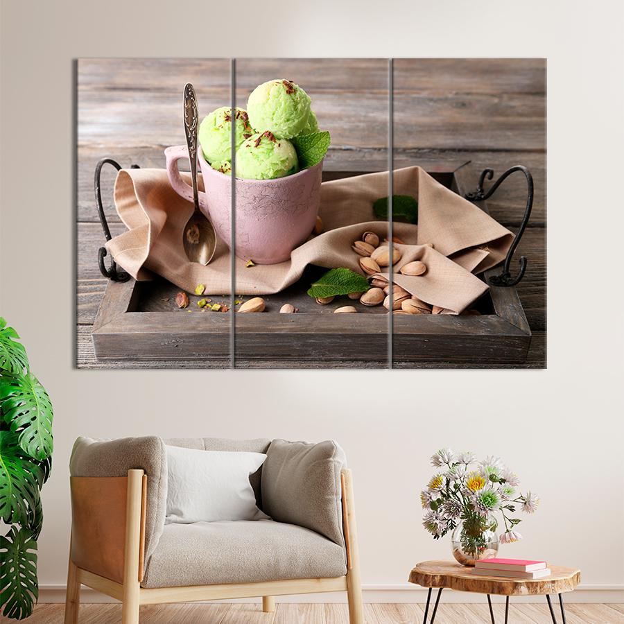 Настенний декор Фисташковое мороженое со свежей мятой и шоколадной крошкой 156x100 см (A367-3)