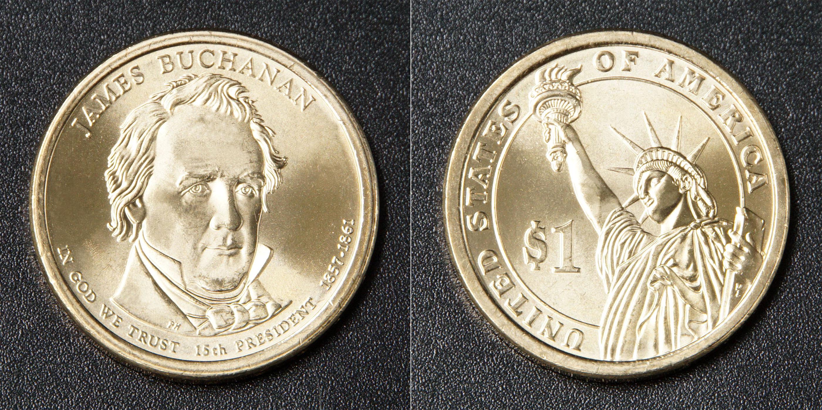 Коллекционная монета США 2010 1 доллар Джеймс Бьюкенен UNC