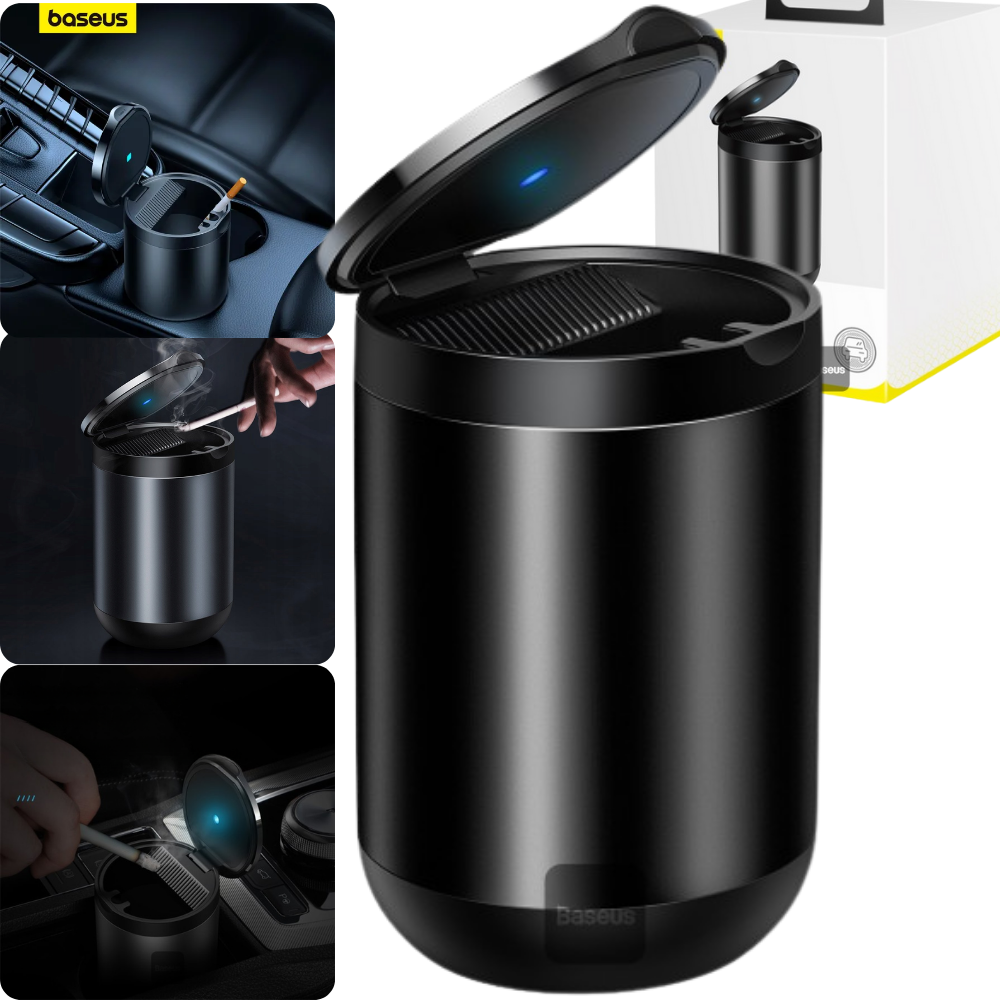 Попільничка автомобільна BASEUS з підсвічуванням в підсклянник універсальна Чорний (25335951) - фото 3