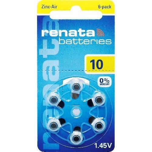 Батарейки для слухового апарату RENATA ZA10.DP6 0%HG PR70 1х6 шт.