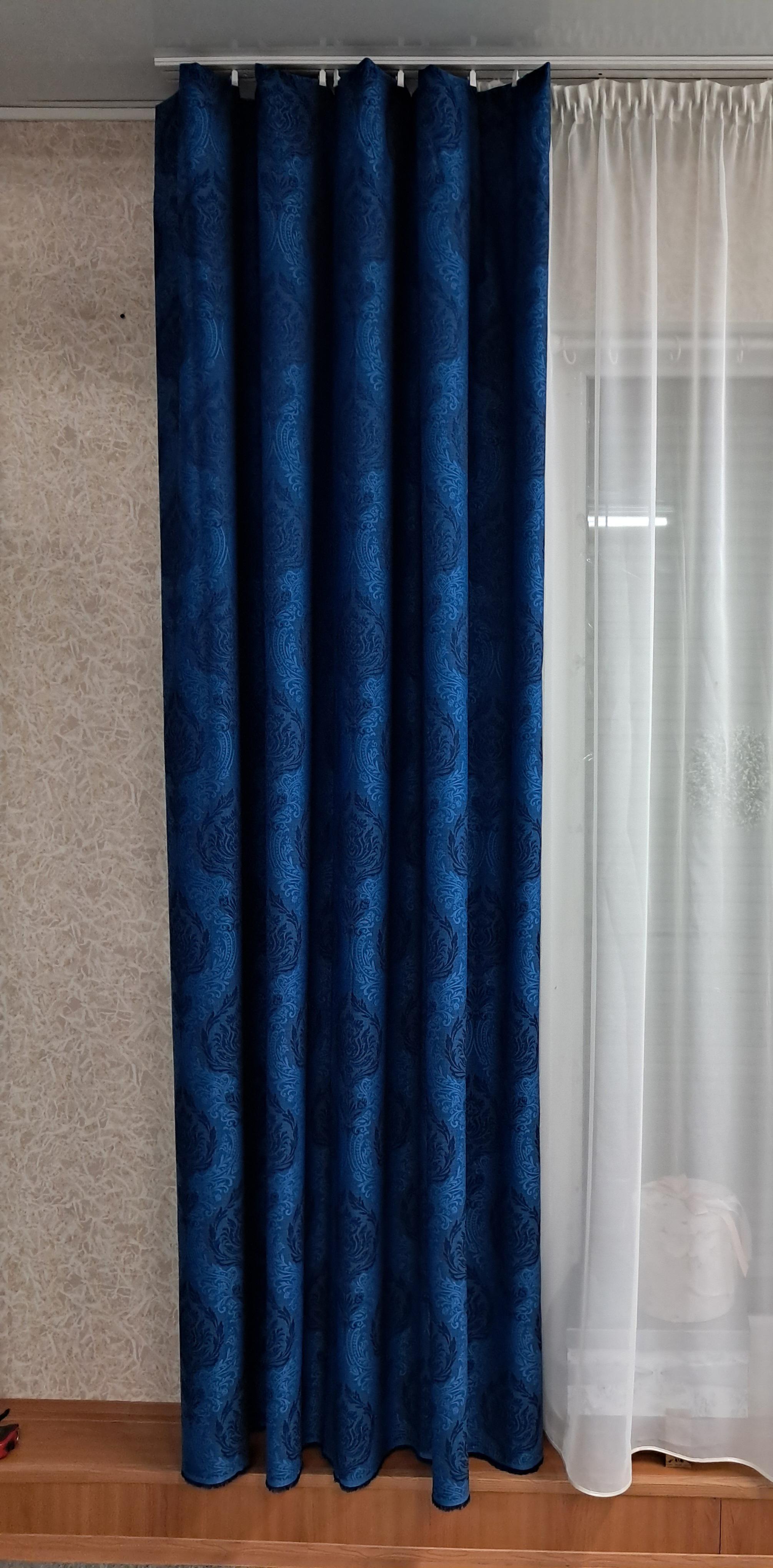 Штора Королевский Лен Корона 270х200 см Синий