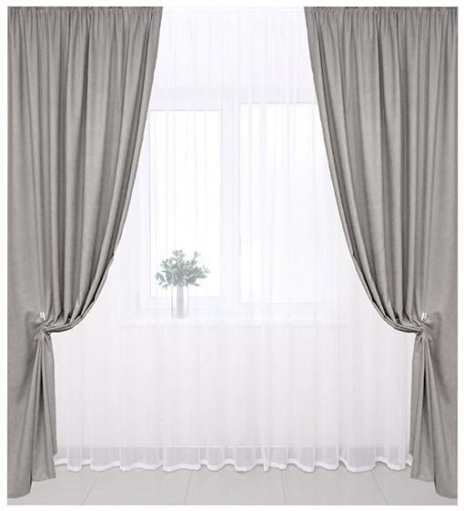 Комплект штор Микровельвет 1,5x2,85 м 2 шт. №40 Светло-серый (BB73C-01) - фото 1 Комплект штор Микровельвет 1,5x2,85 м 2 шт. №40 Светло-серый (BB73C-01) - фото 1