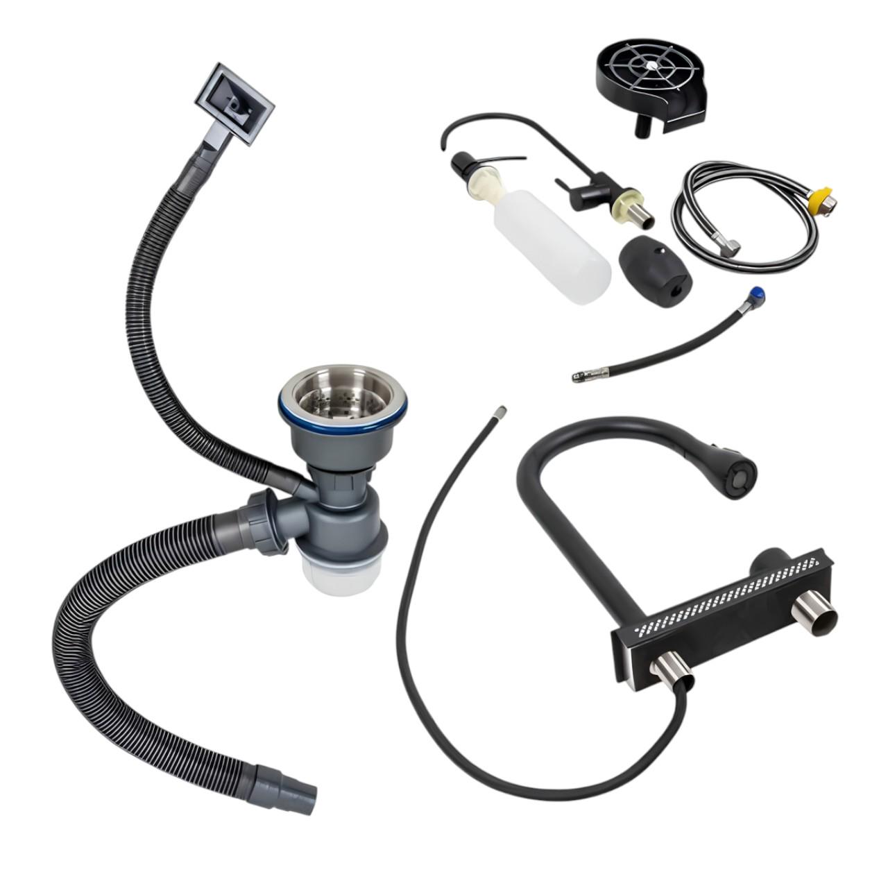 Мийка прямокутна Valeso 75х45F PVD Водоспад з шумоізоляцією чаші та краном для питної води Чорний (є268) - фото 9 Мийка прямокутна Valeso 75х45F PVD Водоспад з шумоізоляцією чаші та краном для питної води Чорний (є268) - фото 9