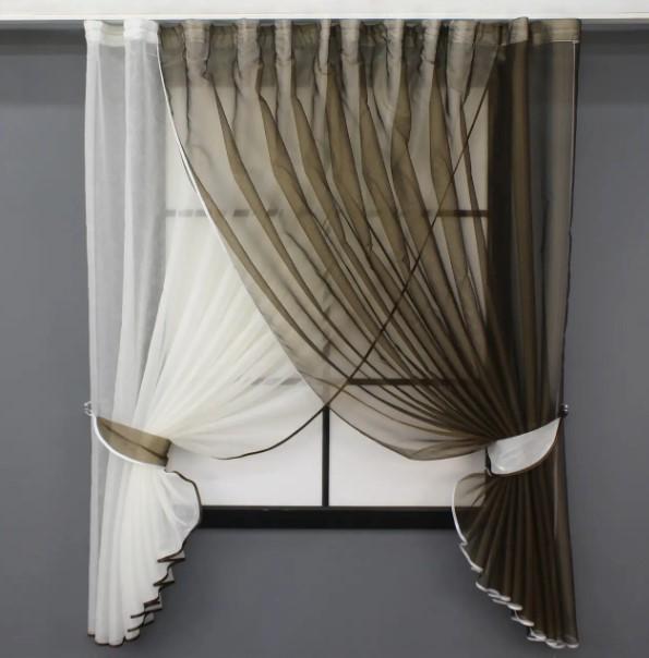 Шторки на кухню 330х170 см Білий/Венге (101к)