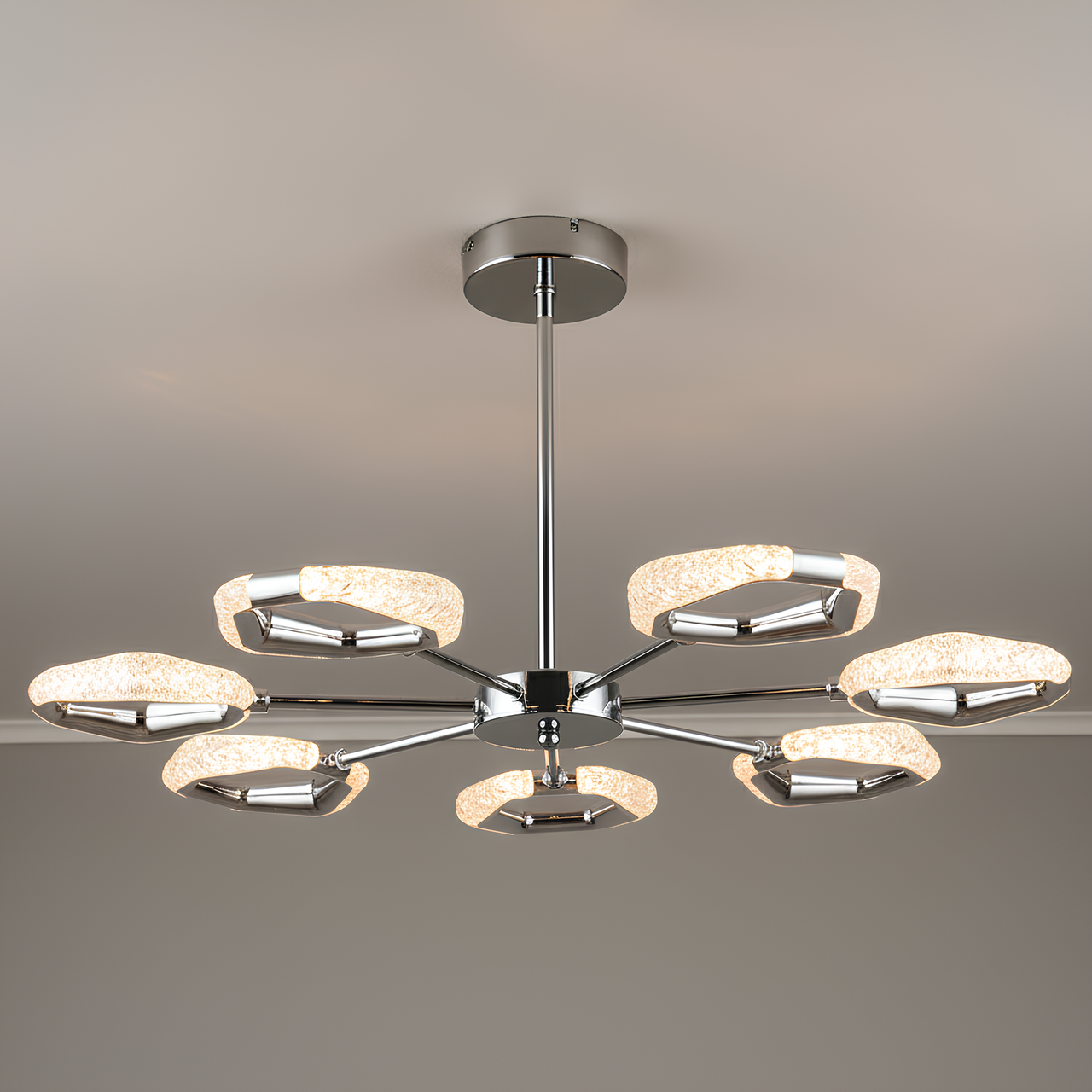 Люстра светодиодная Sirius 42W с металлическим каркасом 3000/6500K Хром (B YH1304/7 CH)