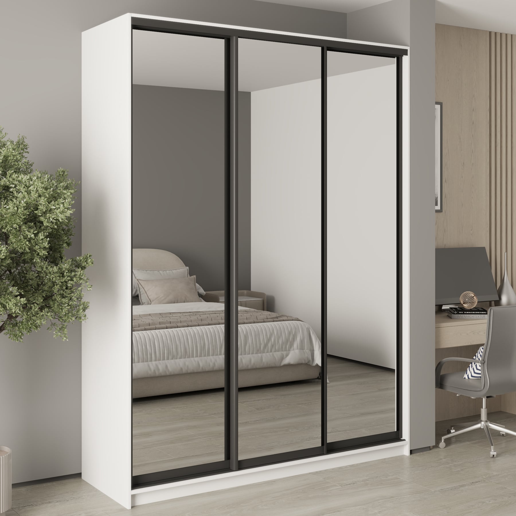Шкаф-купе трехдверный Mebel Star Стандарт BG MBS-8760 180х45х240 см Аляска белый (1008171)
