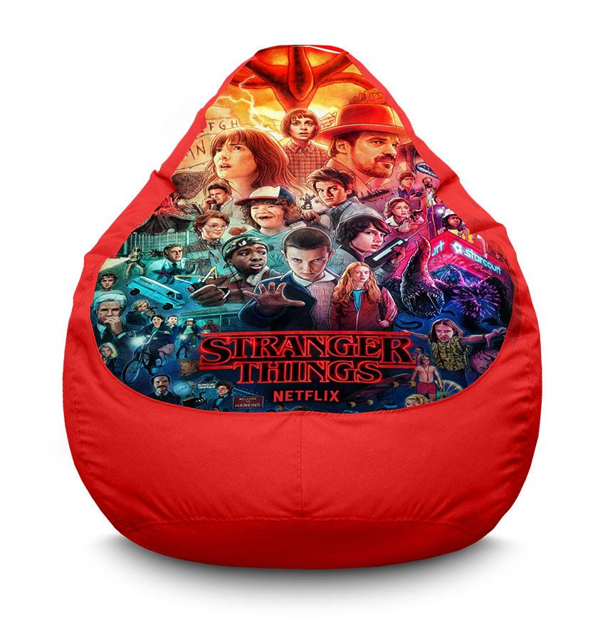Крісло-мішок iPuff StRanger Things Netflix оксфорд 3XL 100х135 см Червоний (32169214)