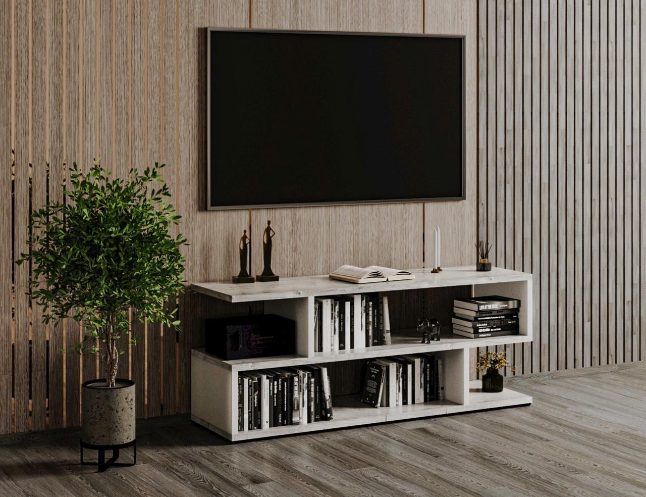 Тумба ТВ Moreli Id27-178 1400x526x398 мм Бетон/Белый (iid27-178-beton-white)