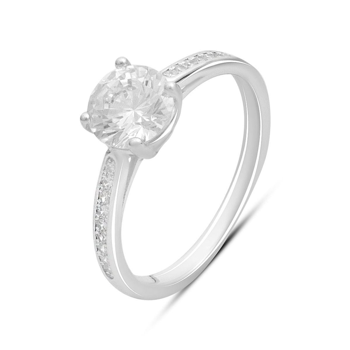 Кольцо серебрянное LoveR с крупным фианитом и дорожкой камней р. 17 Кольцо серебрянное LoveR с крупным фианитом и дорожкой камней р. 17