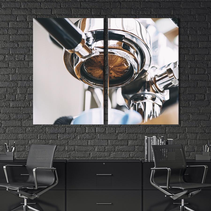 Настенный декор диптих картина на холсте для интерьера Вкусный кофе эспрессо 71x51 см (297-2)