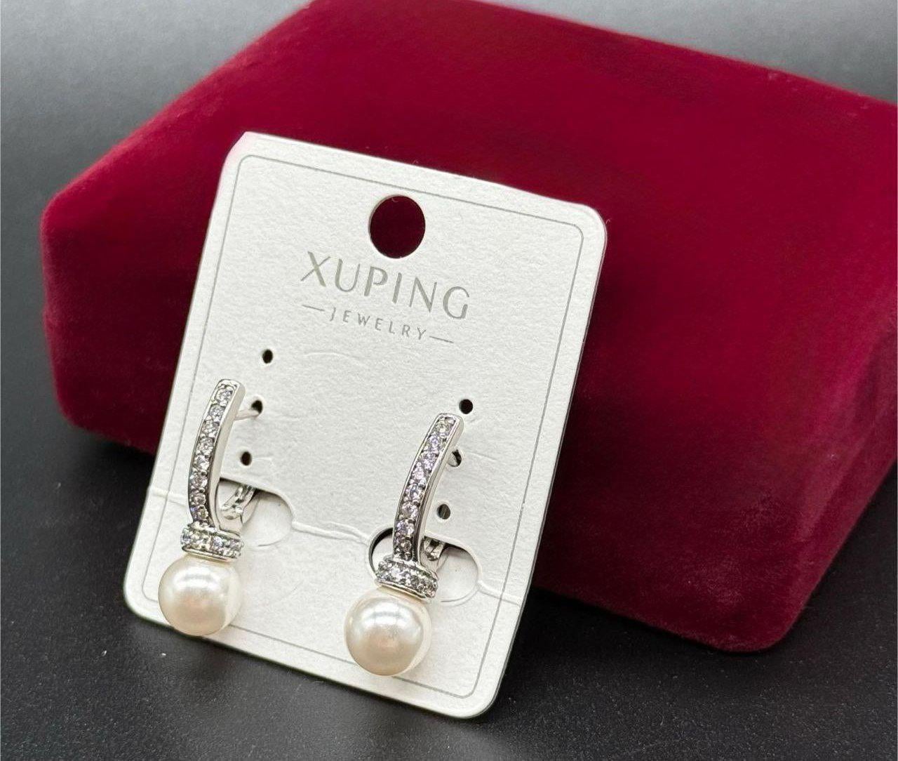 Сережки з перлинами Xuping з камінням і перламутром Срібний (2931660632)