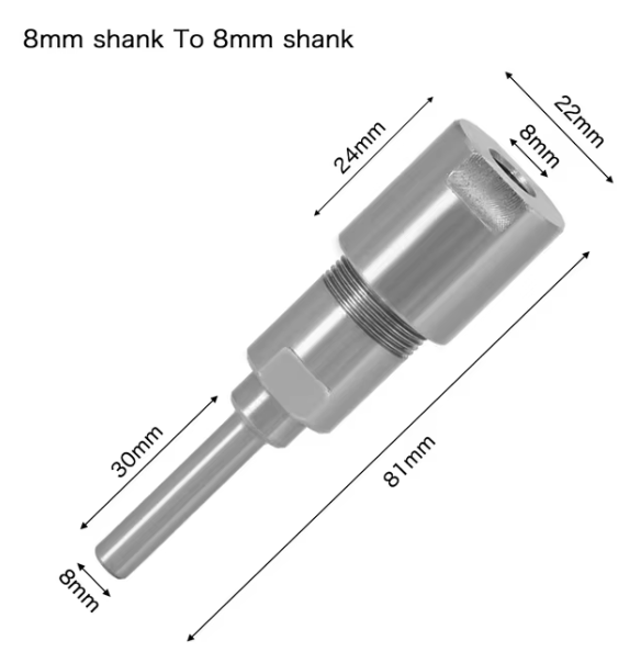 Перехідник подовжувач для фрези по дереву хвостовик 8х8 мм (F515-16) - фото 2 Перехідник подовжувач для фрези по дереву хвостовик 8х8 мм (F515-16) - фото 2